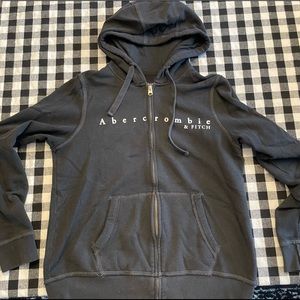 Black Abercrombie and Fitch zip-up hoodie in a size medium